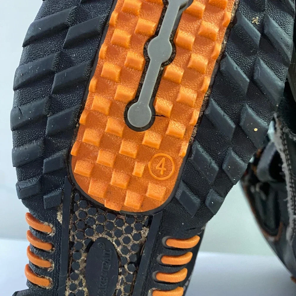 Lake & Trail Snow Boots Kids Size 4 Black Orange Fair Condition Insulated 830‎